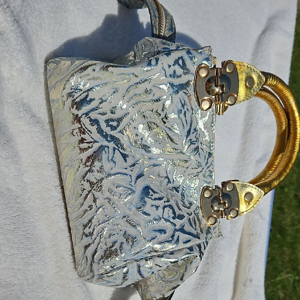 Elegant Silver and Gold Women's Satchel